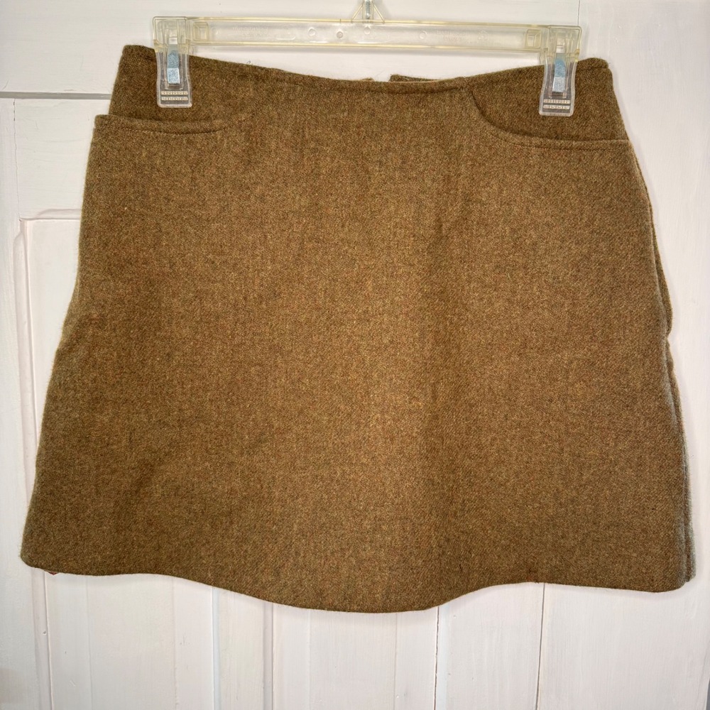 Vintage Brown Skirt Tweed Wool Blend Mini A-Line Size 11 Clothes Circuit 80s